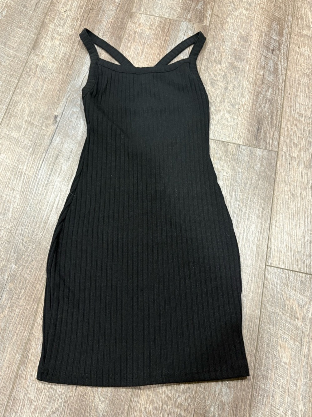 SHEIN Black Ribbed Midi Tank Dress